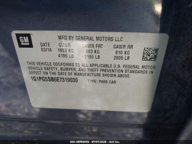 1G1PG5SB6E7319030 Chevrolet CRUZE LTZ