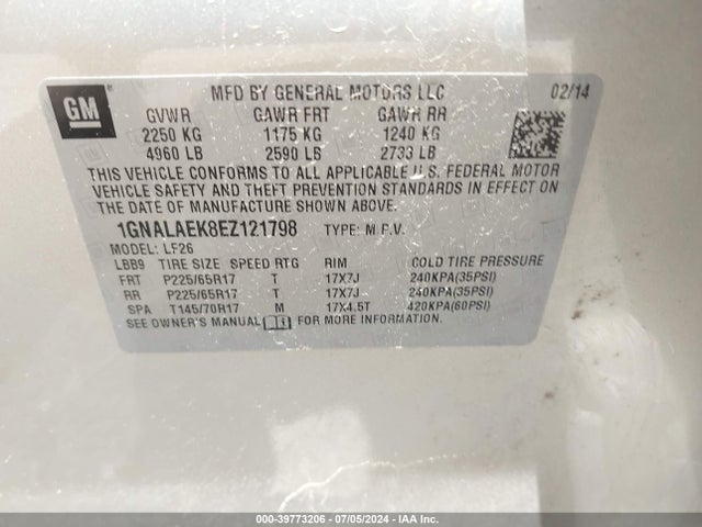 Chevrolet EQUINOX LS 2014 1GNALAEK8EZ121798 Image 9