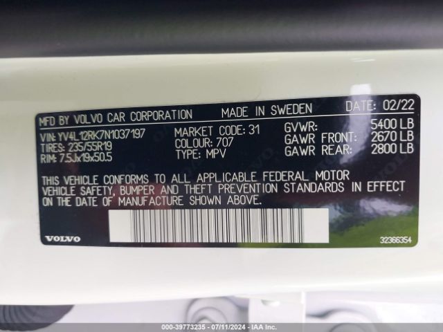 YV4L12RK7N1037197 Volvo Xc60 B5 Momentum