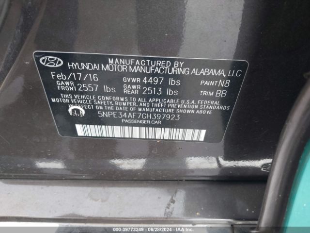 5NPE34AF7GH397923 Hyundai Sonata Sport