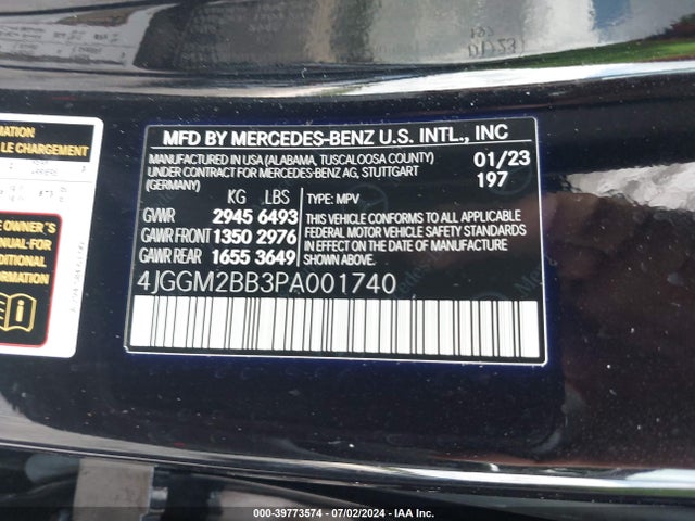 4JGGM2BB3PA001740 Mercedes-Benz Eqe 350+ Suv