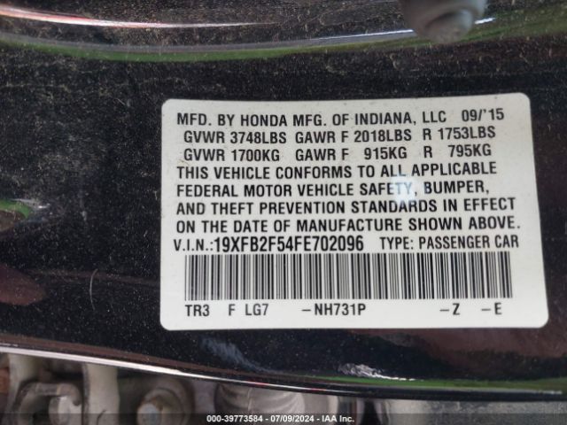 19XFB2F54FE702096 Honda Civic Lx