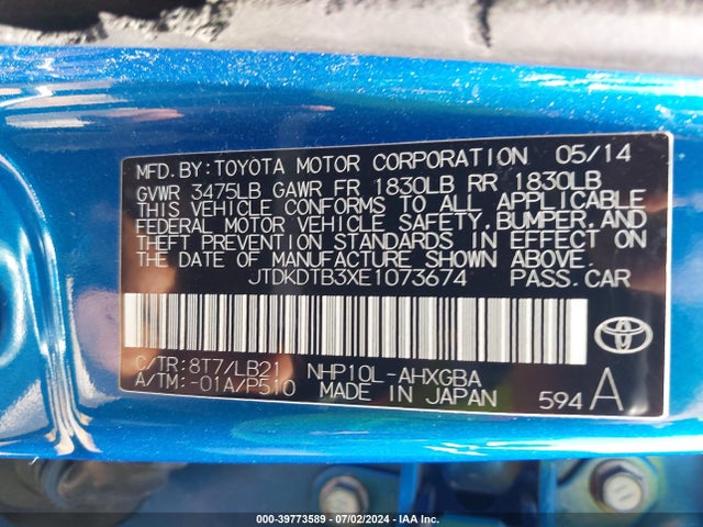 Toyota Prius C Four 2014 JTDKDTB3XE1073674 Image 9