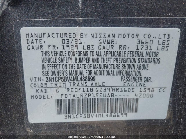 Nissan Kicks S Xtronic Cvt 2021 3N1CP5BV4ML488699 Image 9
