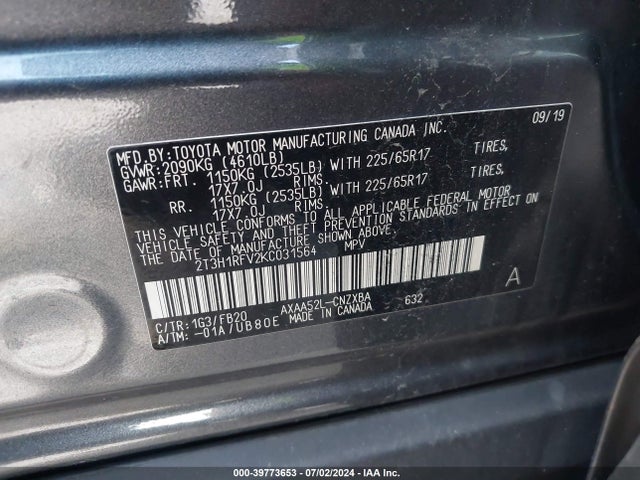 Toyota RAV4 LE 2019 2T3H1RFV2KC031564 Image 9
