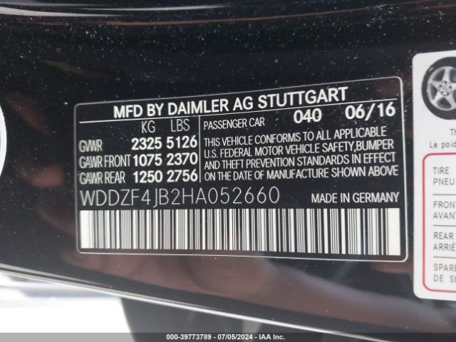WDDZF4JB2HA052660 Mercedes-Benz E 300