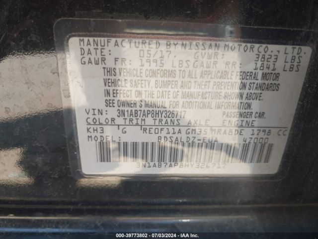 3N1AB7AP8HY326717 Nissan SENTRA SV