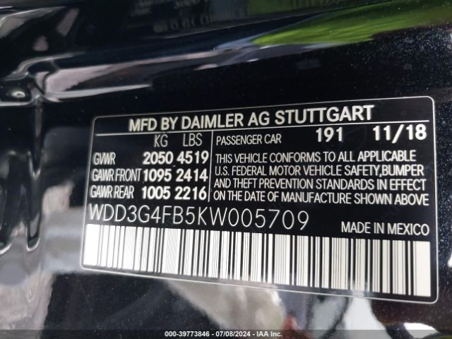WDD3G4FB5KW005709 Mercedes-Benz A 220 4matic
