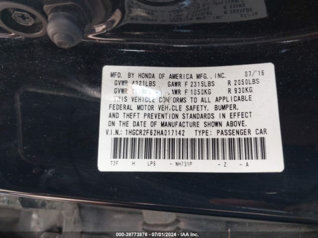 1HGCR2F62HA017142 Honda Accord Sport