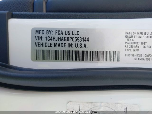 1C4RJHAG6PC593144 Jeep Grand Cherokee Laredo 4x4
