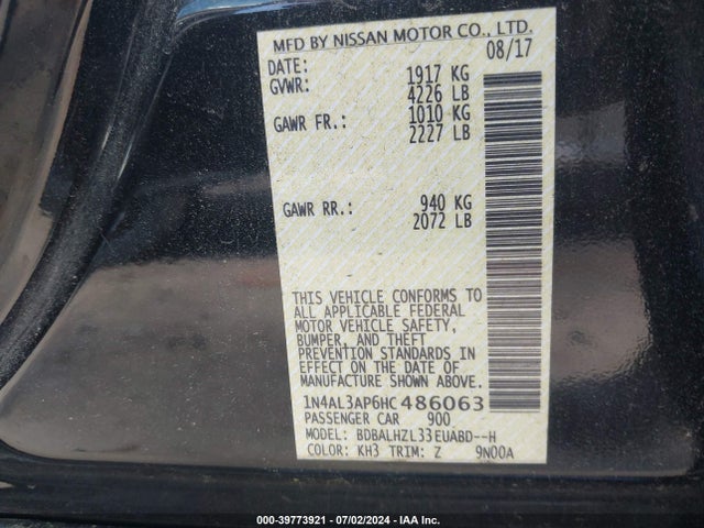 Nissan Altima 2.5 Sr 2017 1N4AL3AP6HC486063 Image 9