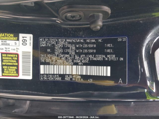 2020 TOYOTA SIENNA 5TDYZ3DC0LS085969 Photo 8