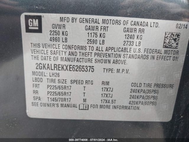 2GKALREKXE6265375 GMC Terrain Sle-2
