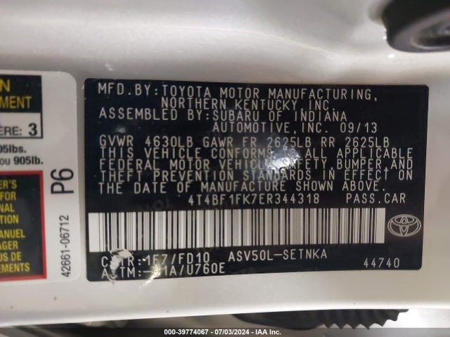 Toyota CAMRY LE 2014 4T4BF1FK7ER344318 Image 9