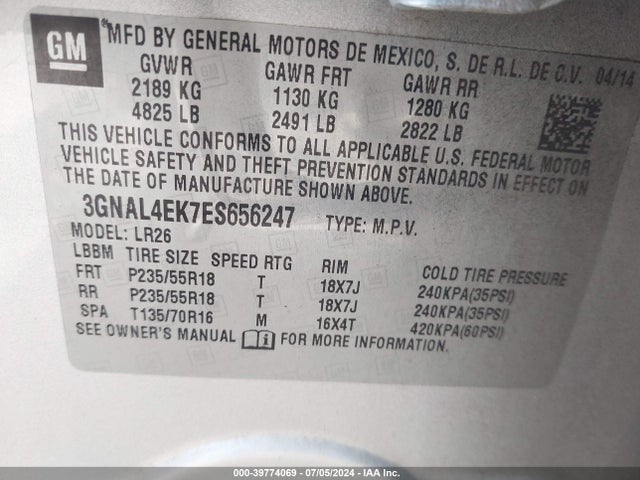 Chevrolet Captiva Sport Ltz 2014 3GNAL4EK7ES656247 Image 9