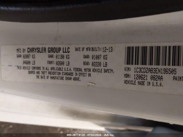 1C3CDZAB3EN196505 Dodge AVENGER SE