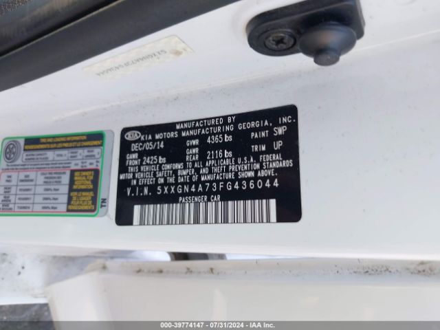 5XXGN4A73FG436044 KIA OPTIMA EX