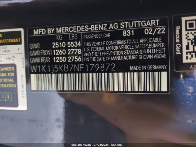 2022 MERCEDES-BENZ E 450 W1K1J5KB7NF179872 Photo 8
