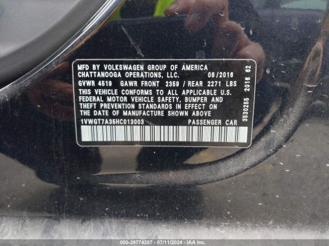 1VWGT7A35HC013003 Volkswagen Passat 1.8t Se