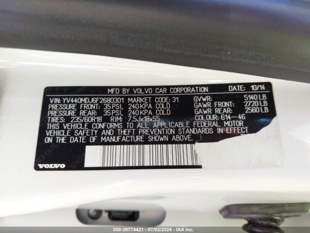 YV440MDJ6F2680301 Volvo Xc60 T5