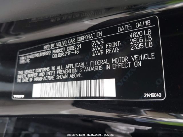 LYV402TM9JB189912 Volvo S60 Inscription T5 Platinum