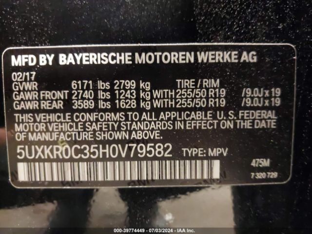 5UXKR0C35H0V79582 BMW X5 Xdrive35i