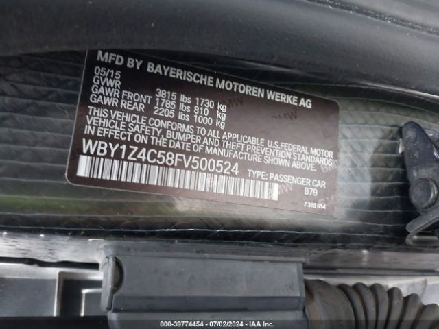 WBY1Z4C58FV500524 BMW I3 Base W/range Extender