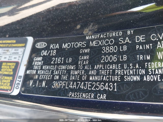 KIA FORTE LX 2018 3KPFL4A74JE256431 Image 9