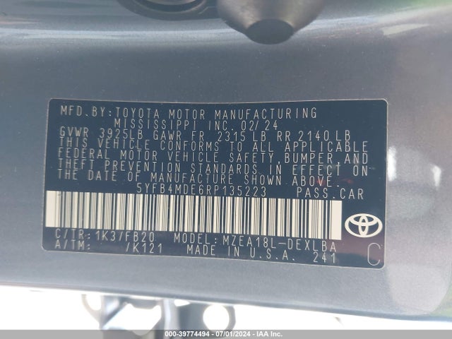 Toyota COROLLA LE 2024 5YFB4MDE6RP135223 Image 9