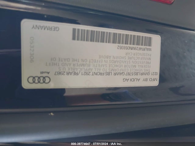 Audi S6 Prestige Tfsi Quattro Tiptronic 2021 WAUFFAF29MN059352 Image 9