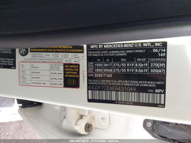 4JGDF7CE6EA431049 Mercedes-Benz Gl 450 4matic