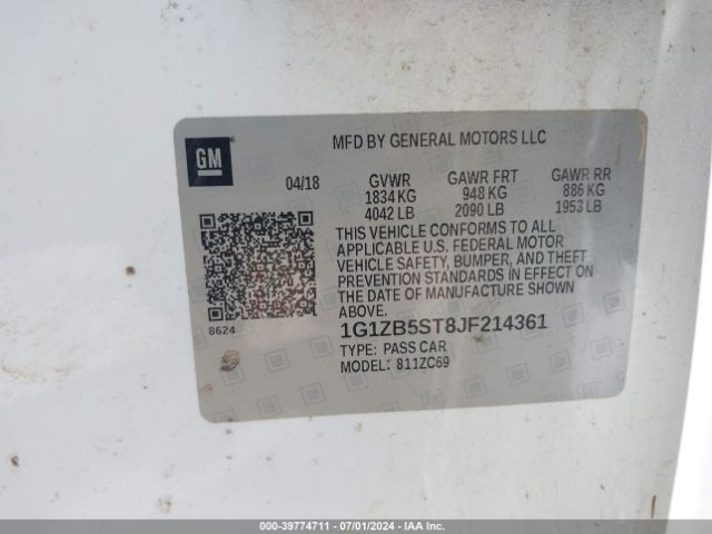 1G1ZB5ST8JF214361 Chevrolet Malibu 1ls