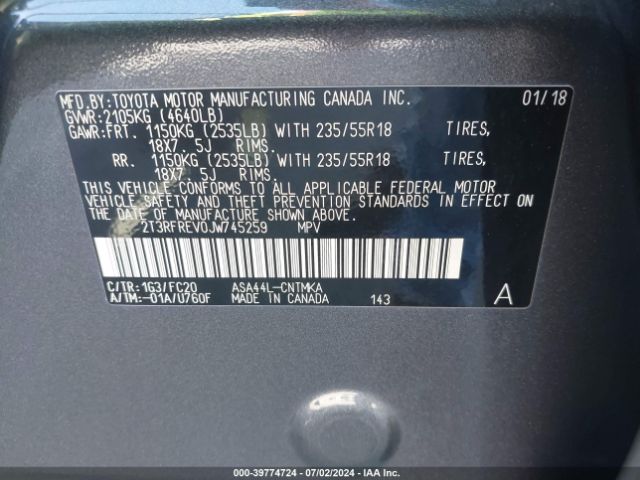 2T3RFREV0JW745259 Toyota Rav4 Adventure