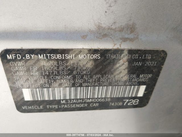 ML32AUHJ5MH006638 Mitsubishi Mirage Carbonite Edition/es/le