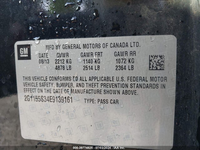 Chevrolet IMPALA 2LZ 2014 2G1155S34E9139161 Image 9