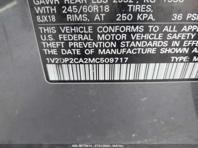 1V2DP2CA2MC509717 Volkswagen Atlas 2.0t Se