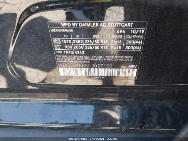 WDCTG4EB3LU027100 Mercedes-Benz GLA 250