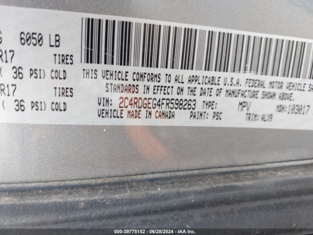 2C4RDGEG4FR598263 Dodge Grand Caravan R/t