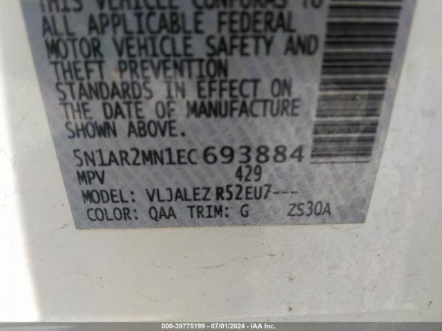 5N1AR2MN1EC693884 Nissan Pathfinder