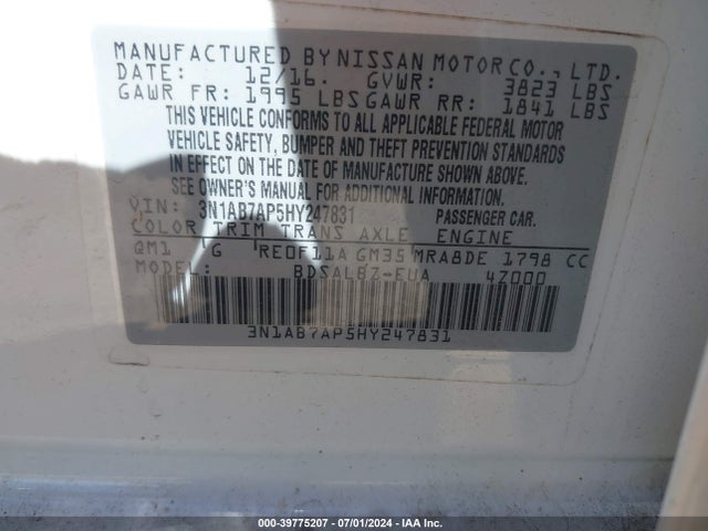 Nissan SENTRA S 2017 3N1AB7AP5HY247831 Image 9