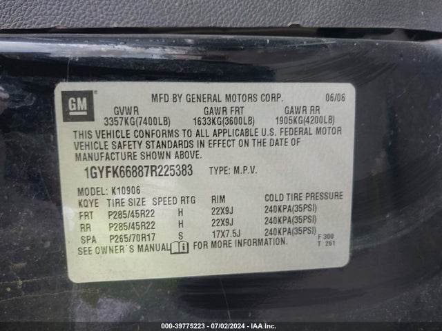 2007 CADILLAC ESCALADE ESV 1GYFK66887R225383 Photo 8