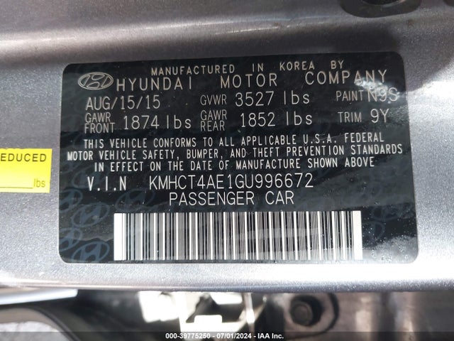 Hyundai ACCENT SE 2016 KMHCT4AE1GU996672 Image 9