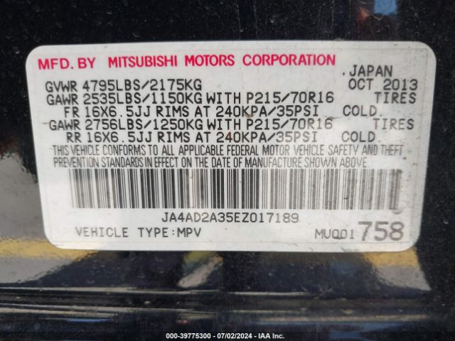JA4AD2A35EZ017189 Mitsubishi Outlander Es