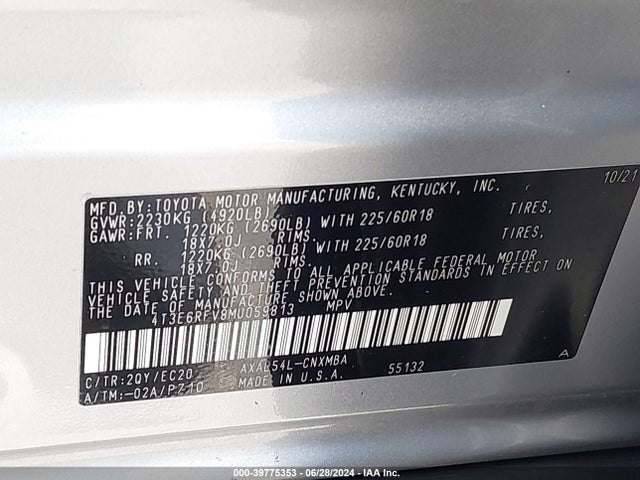 4T3E6RFV8MU059813 Toyota Rav4 Hybrid Xse