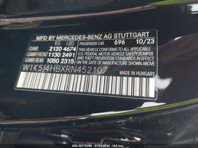 W1K5J4HBXRN452107 Mercedes-Benz Cla 250 Coupe 4matic