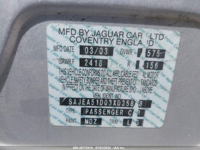 2003 JAGUAR X-TYPE SAJEA51D03XD35888 Photo 8