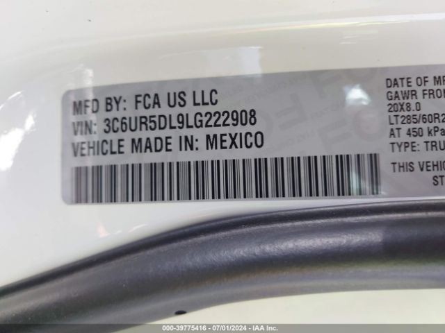 3C6UR5DL9LG222908 RAM 2500 Lone Star  4x4 6'4 Box