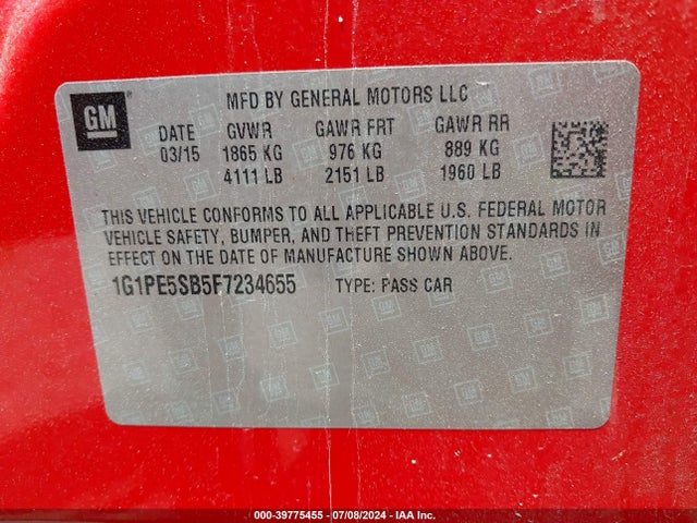 Chevrolet Cruze 2lt Auto 2015 1G1PE5SB5F7234655 Image 9