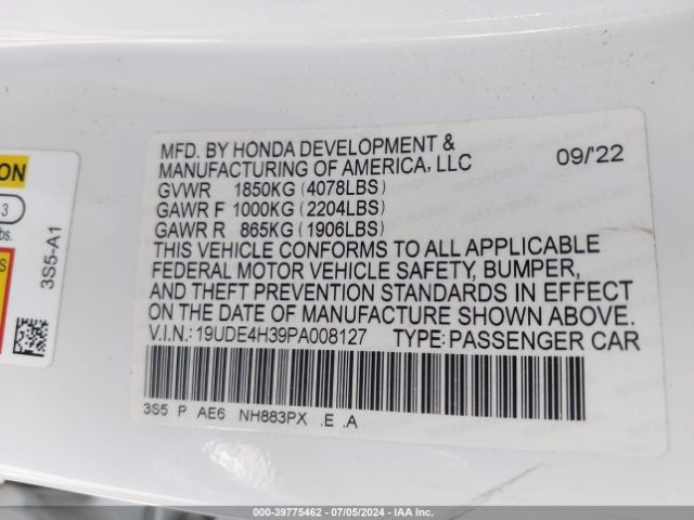19UDE4H39PA008127 Acura Integra A-spec