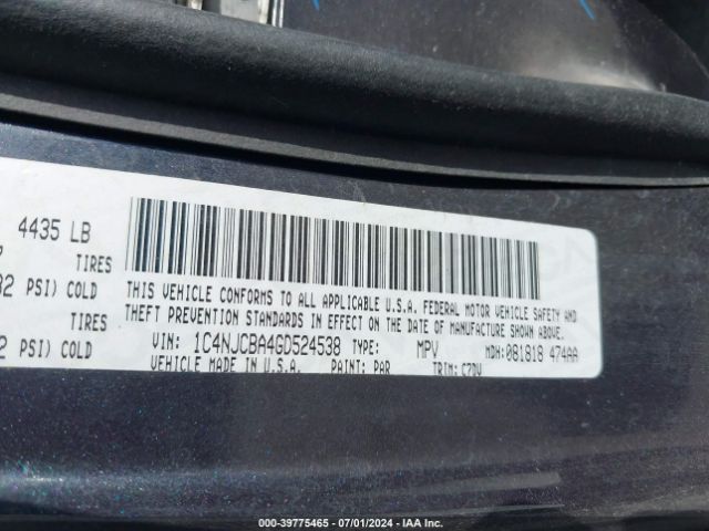 1C4NJCBA4GD524538 Jeep Compass Sport